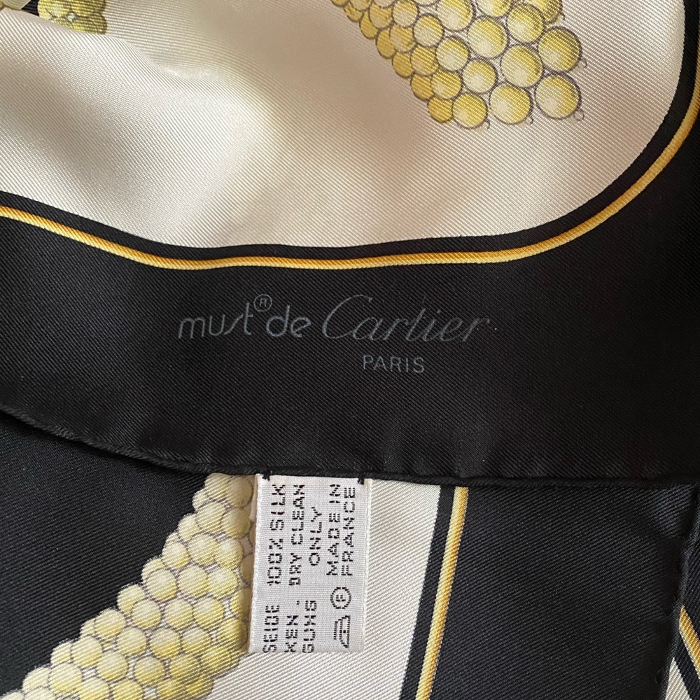 Cartier Black White and Gold Silk Scarf - Picture 5 of 5
